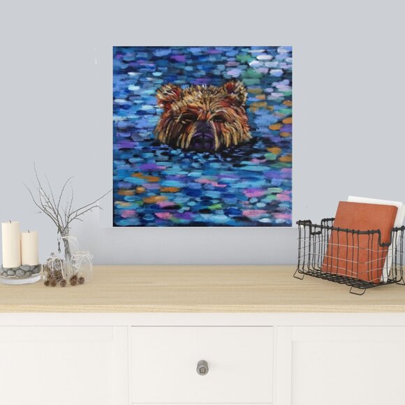 Bear Canvas Painting – Silent Strength – Original 8x8 Wildlife Wall Art - Picture 2 of 2